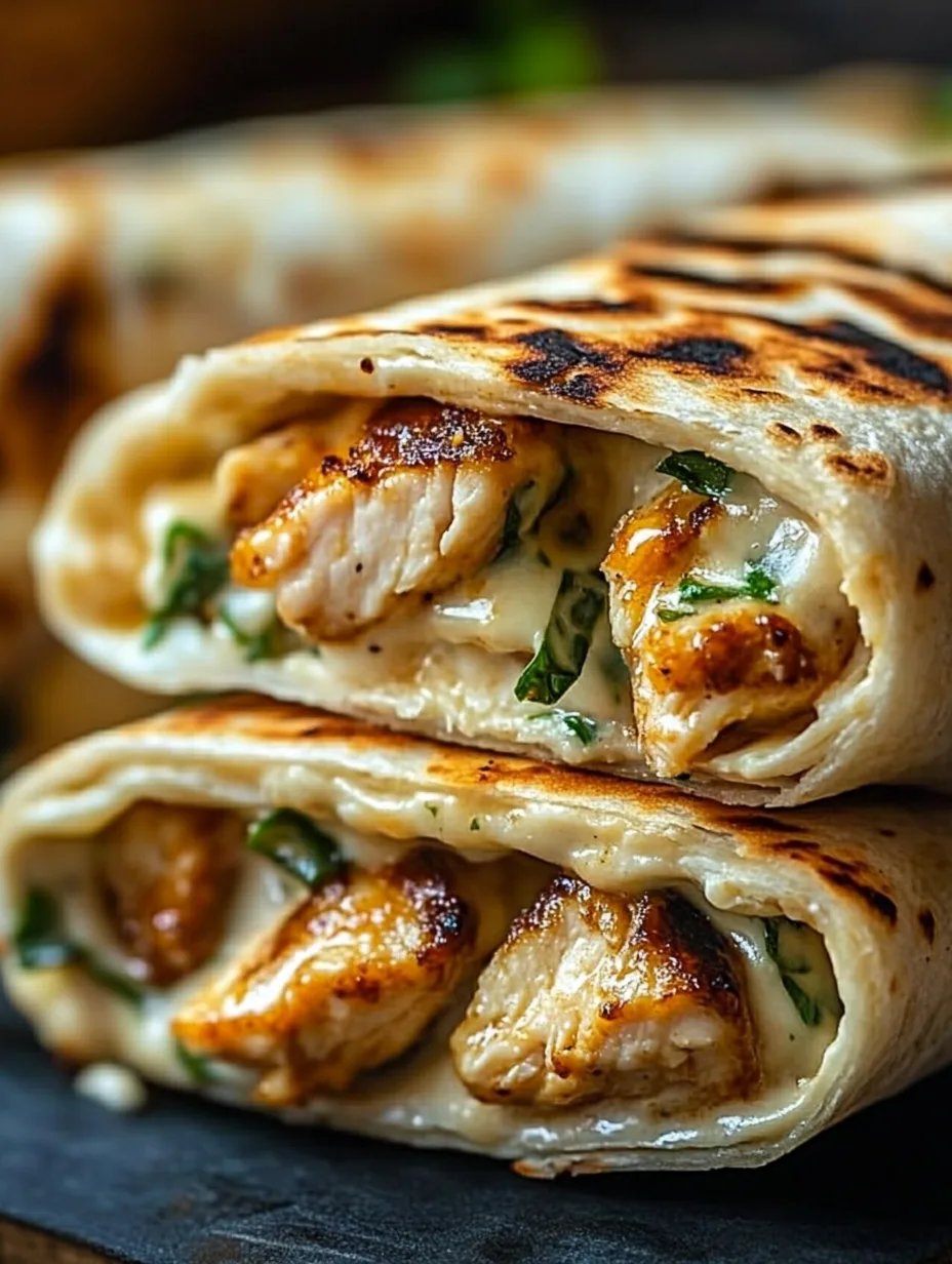 Cheesy Garlic Chicken Wraps