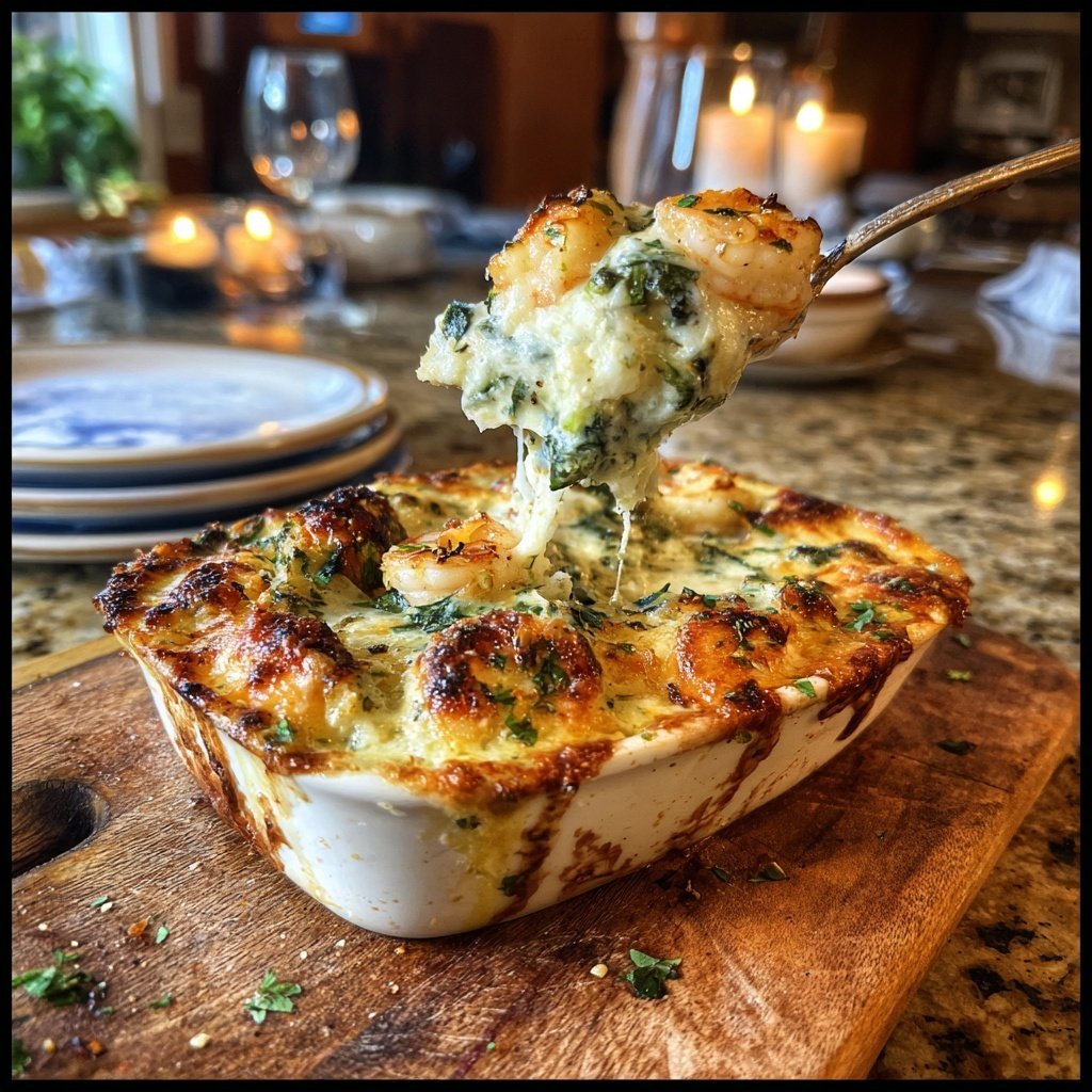 Shrimp Spinach Alfredo Bake