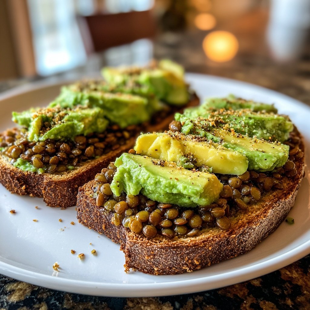 Healthy Lunch Avocado Lentil Toast