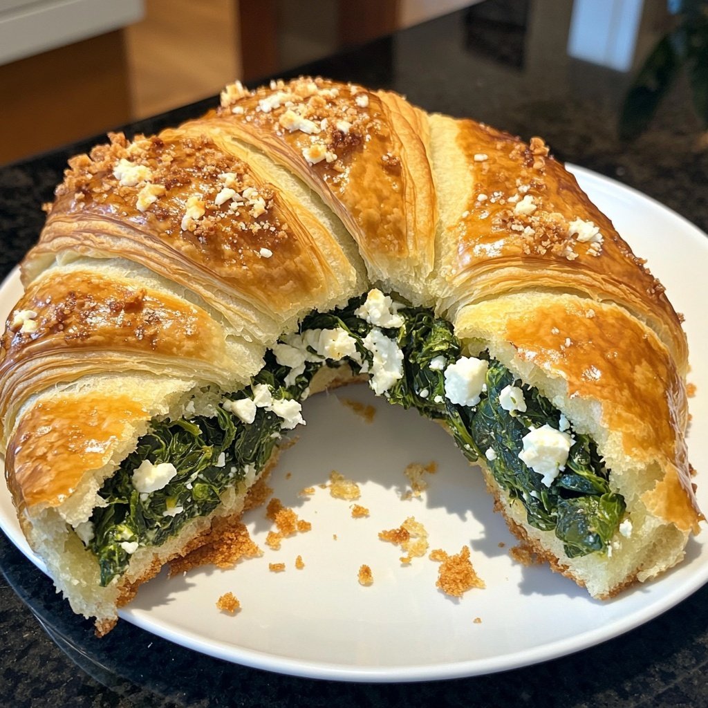 Healthy Spinach and Feta Croissant