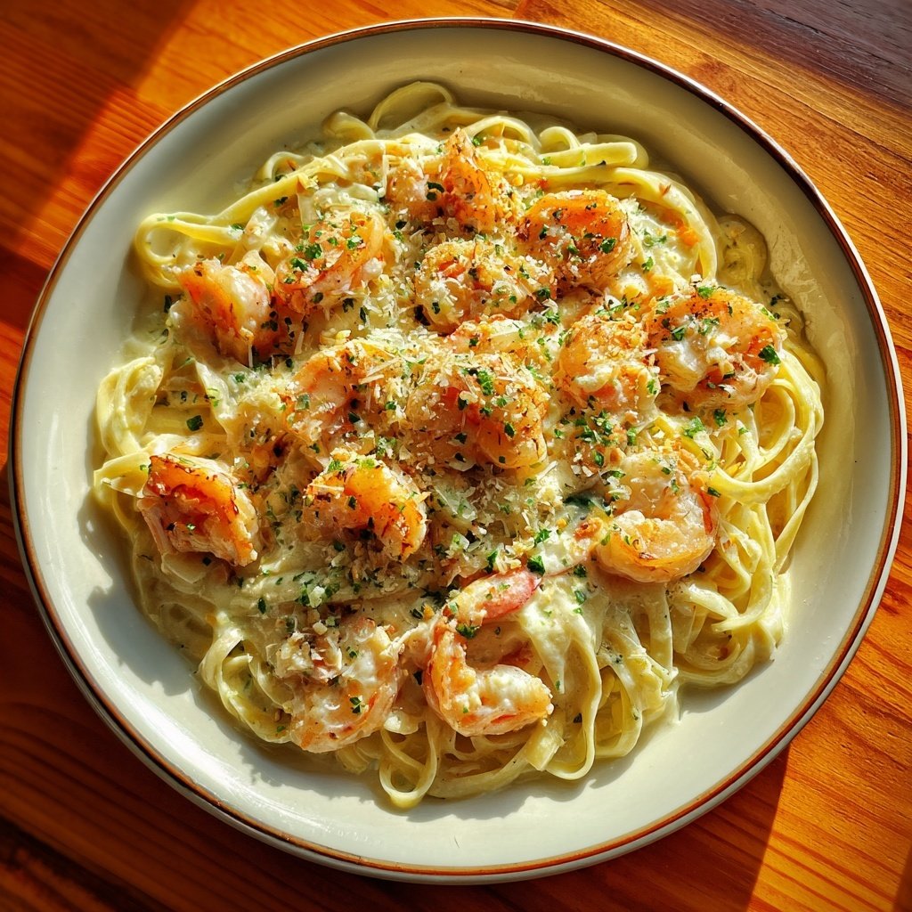 Shrimp And Garlic Cream Pasta