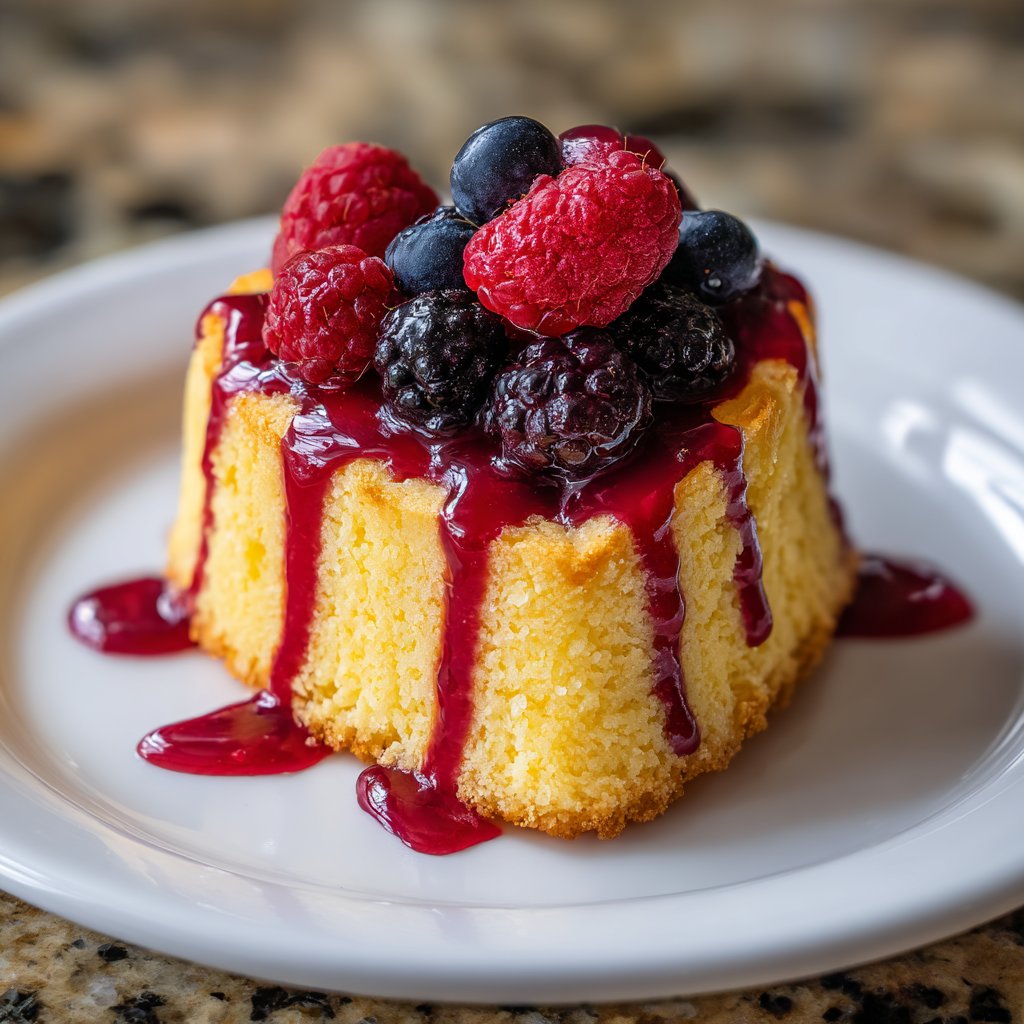 Mini Heart Cake with Berry Glaze
