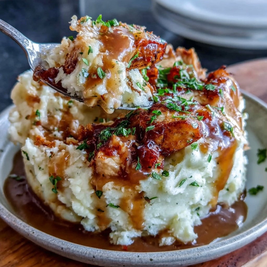 Mashed Potatoes With Creamy Chicken Gravy